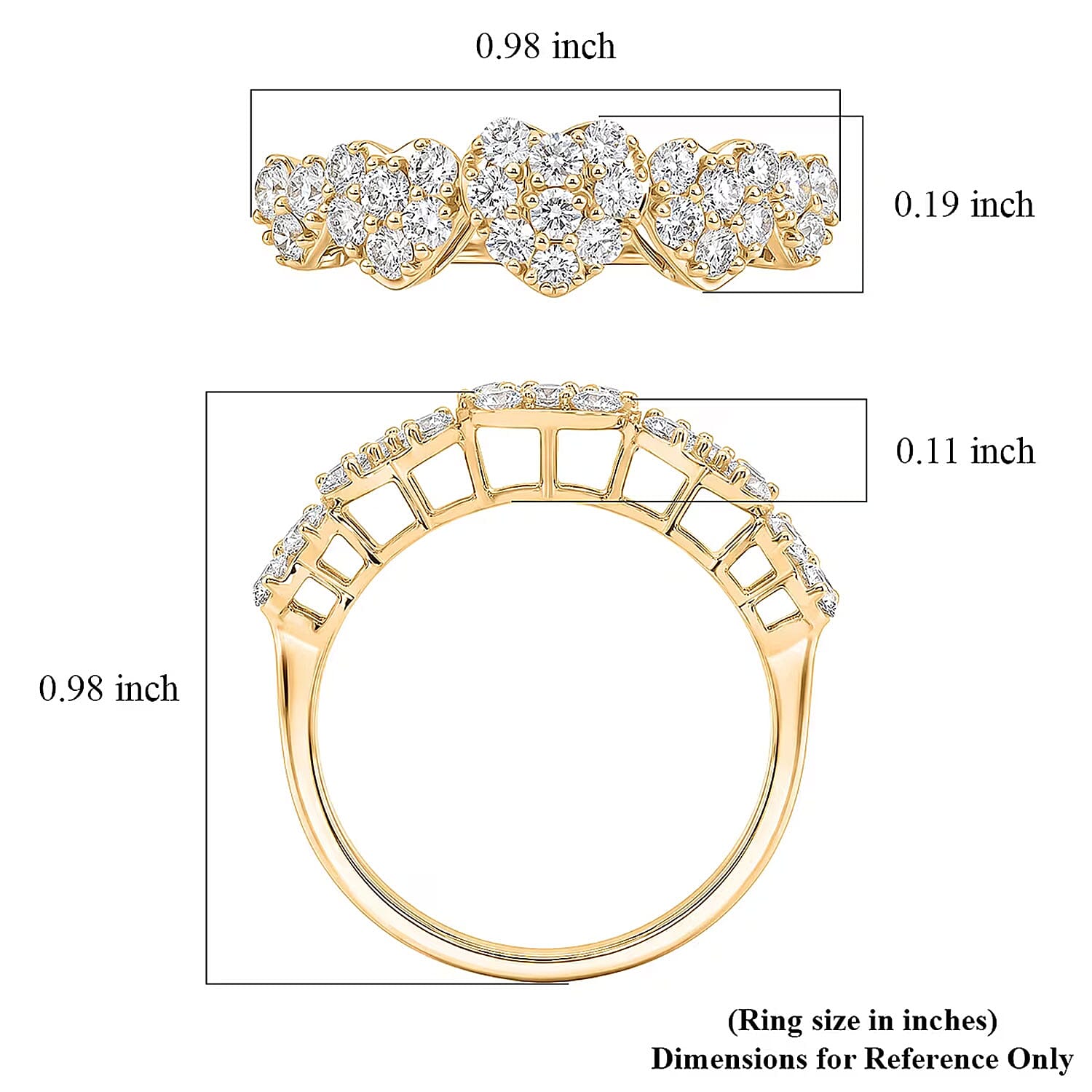 Luxuriant Lab Grown Diamond SI 0.90 ctw Ring in 14K YG Over Sterling Silver (Size 8.0)