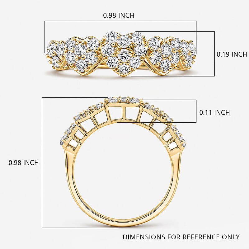 Luxuriant Lab Grown Diamond SI 0.90 ctw Ring in 14K YG Over Sterling Silver (Size 9.0)