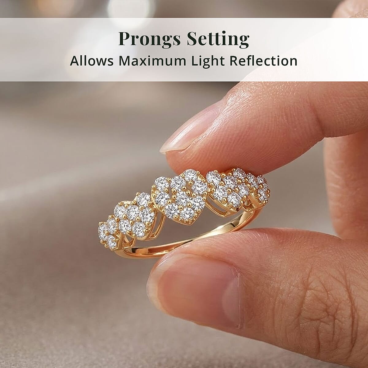 Luxuriant Lab Grown Diamond SI 0.90 ctw Ring in 14K YG Over Sterling Silver (Size 11.0) image number 5