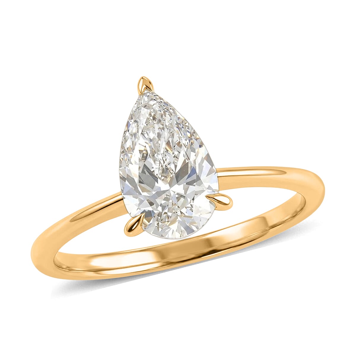 Luxuriant Lab Grown Diamond SI 1.50 ctw Solitaire Ring in 14K YG Over Sterling Silver (Size 6.0)