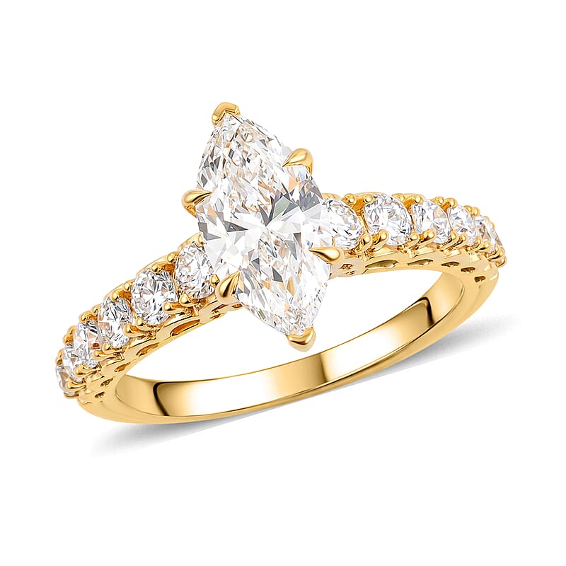 Luxuriant Lab Grown Diamond (SI) 2.15 ctw Ring in 14K Yellow Gold Over Sterling Silver (Size 6.0)