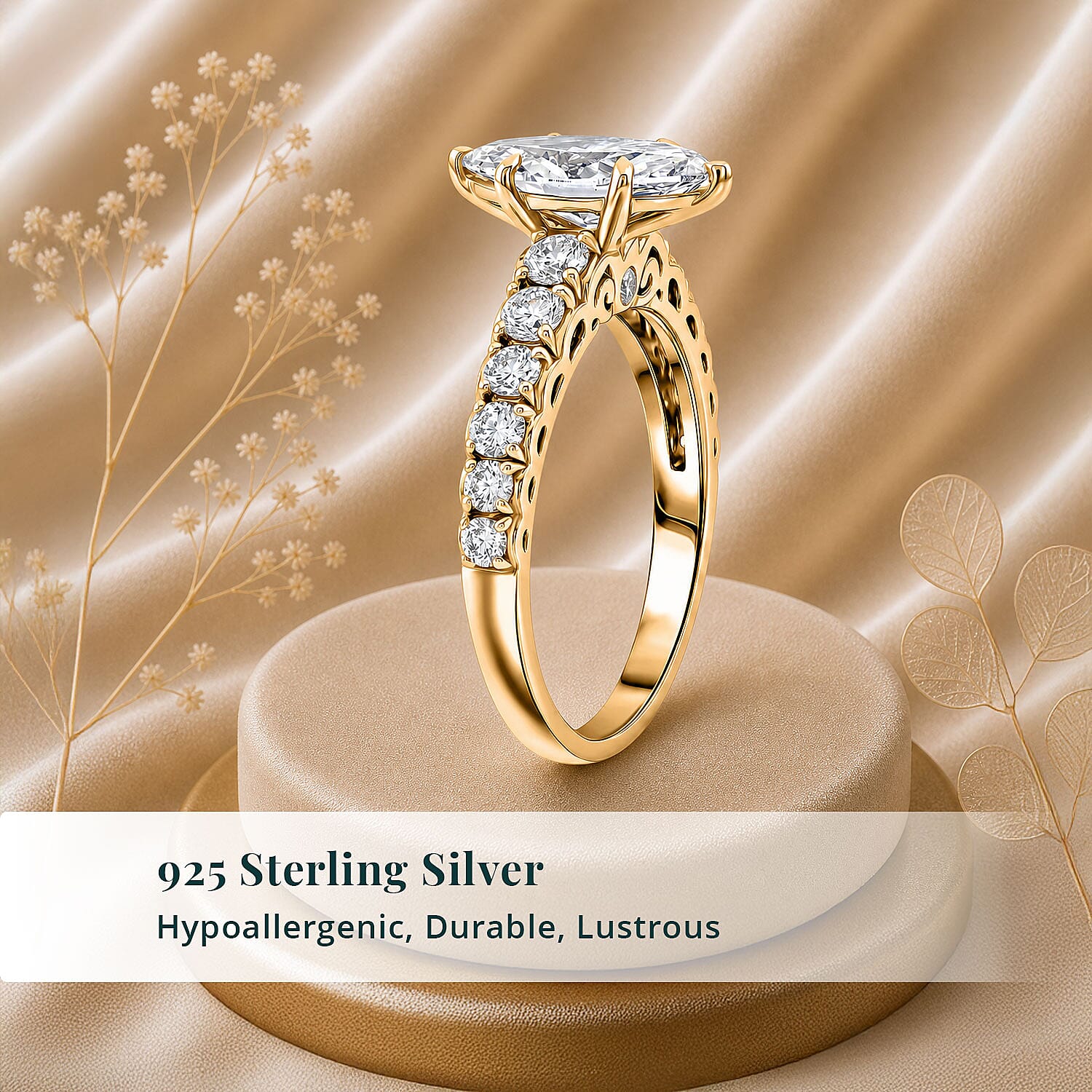 Luxuriant Lab Grown Diamond (SI) 2.15 ctw Ring in 14K Yellow Gold Over Sterling Silver (Size 6.0)