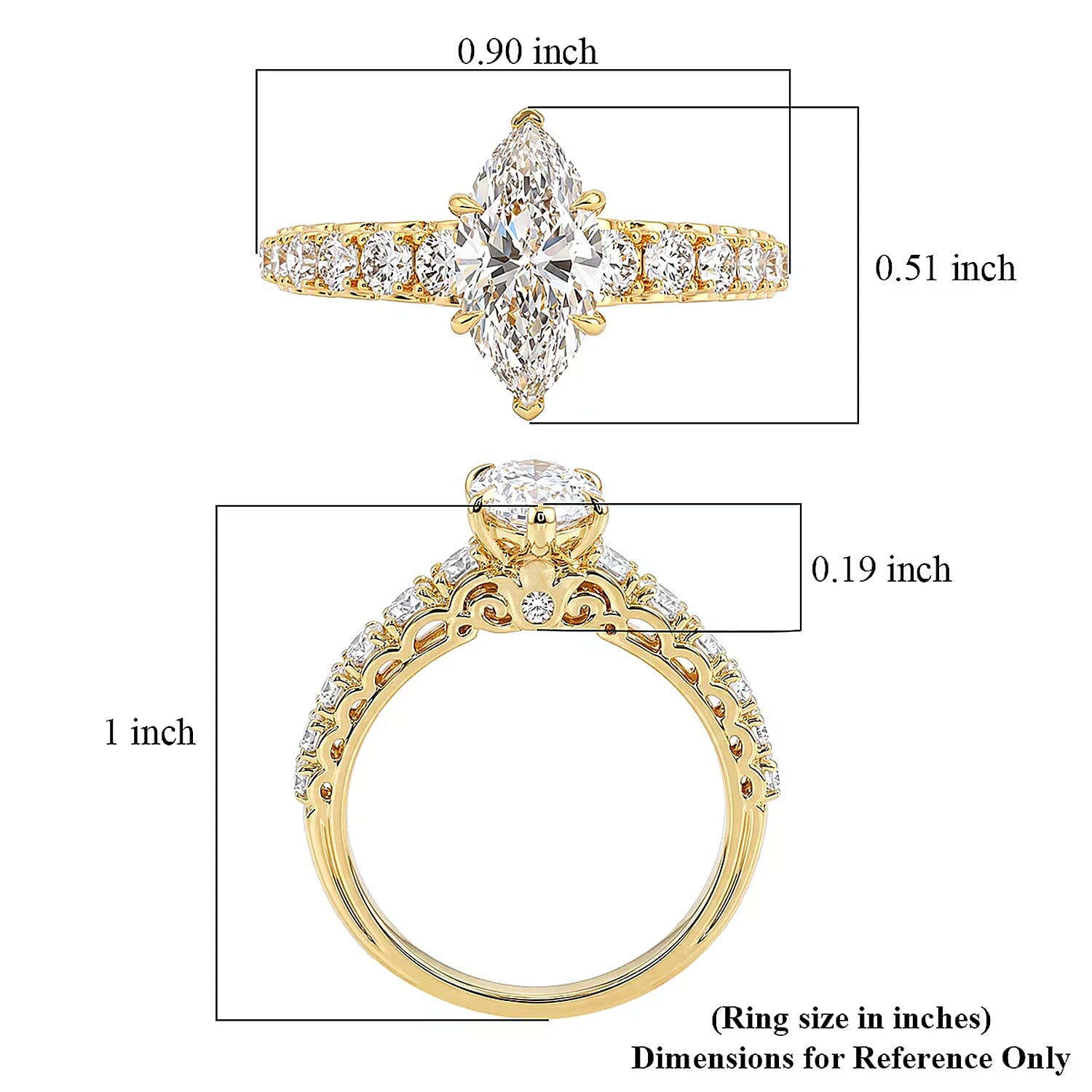 Luxuriant Lab Grown Diamond (SI) 2.15 ctw Ring in 14K Yellow Gold Over Sterling Silver (Size 6.0)