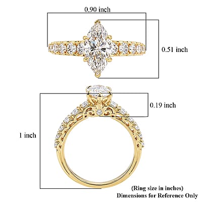 Luxuriant Lab Grown Diamond (SI) 2.15 ctw Ring in 14K Yellow Gold Over Sterling Silver (Size 6.0)