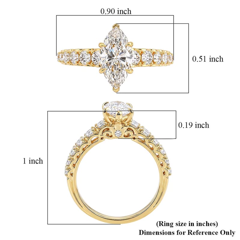 Luxuriant Lab Grown Diamond (SI) 2.15 ctw Ring in 14K Yellow Gold Over Sterling Silver (Size 6.0)