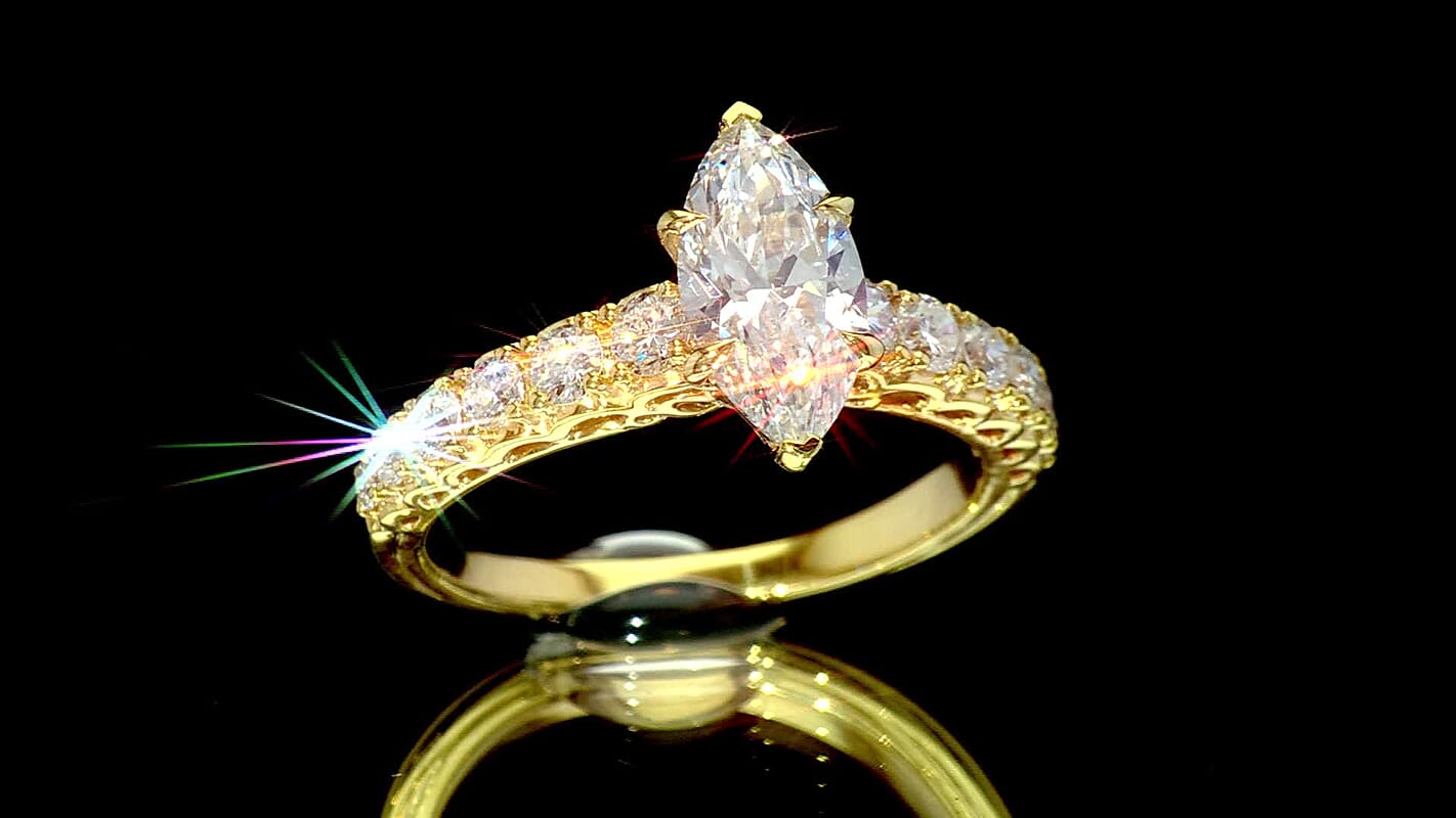 Luxuriant Lab Grown Diamond (SI) Ring in 14K YG Over Sterling Silver (Size 6.0) 2.15 ctw