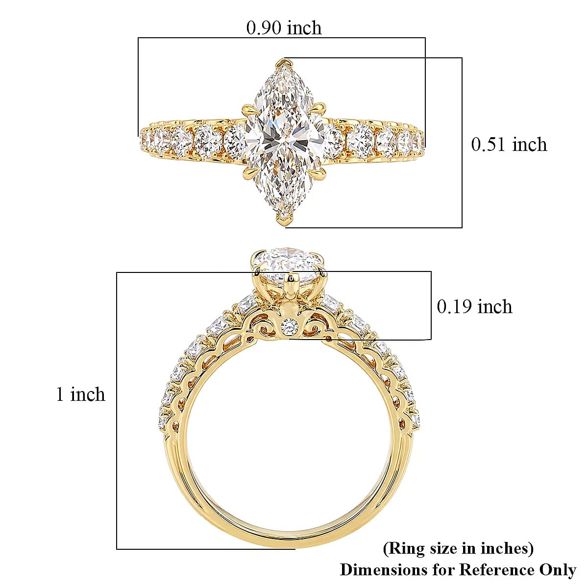 Luxuriant Lab Grown Diamond (SI) 2.15 ctw Ring in 14K Yellow Gold Over Sterling Silver (Size 7.0) image number 6