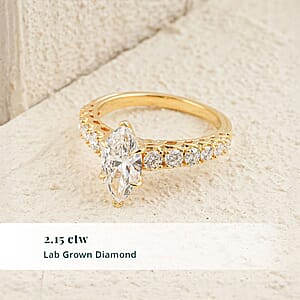 Luxuriant Lab Grown Diamond (SI) 2.15 ctw Ring in 14K Yellow Gold Over Sterling Silver (Size 10.0)