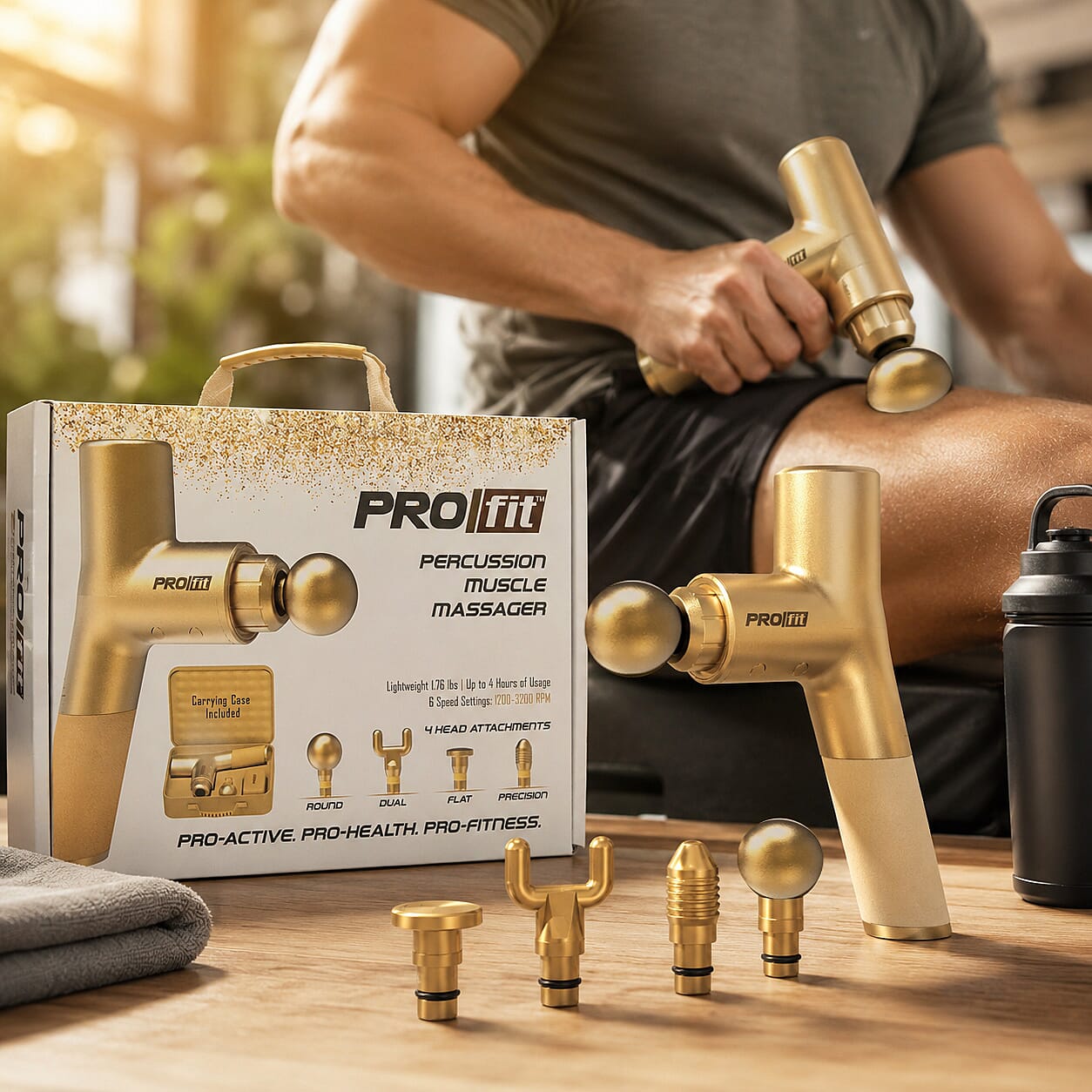 Memorial Day Doorbuster Golden Profit Massager Gun with Carry Case