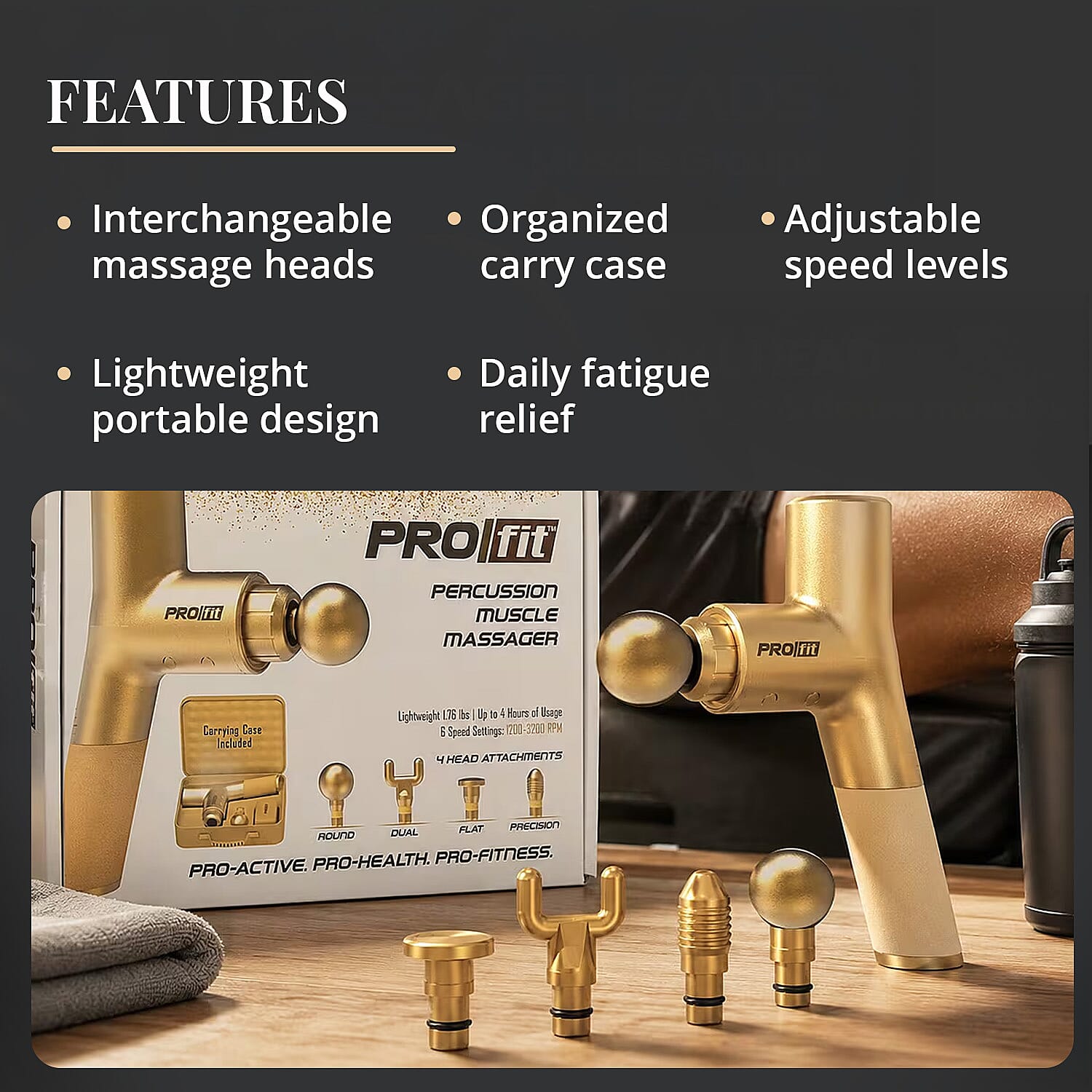 Memorial Day Doorbuster Golden Profit Massager Gun with Carry Case