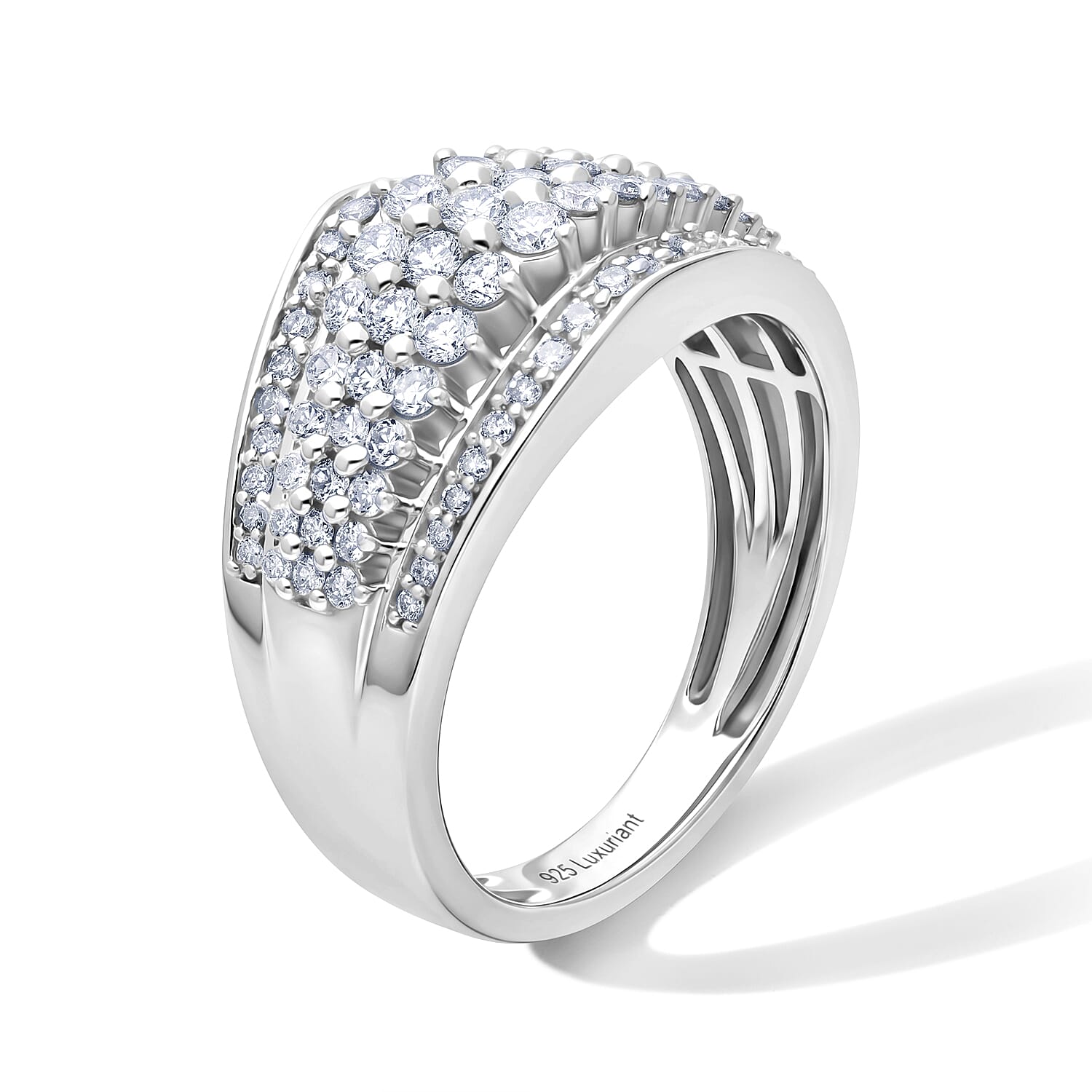 Luxuriant Lab Grown Diamond G-H SI 1.00 ctw Ring in Rhodium Over Sterling Silver (Size 6.0)