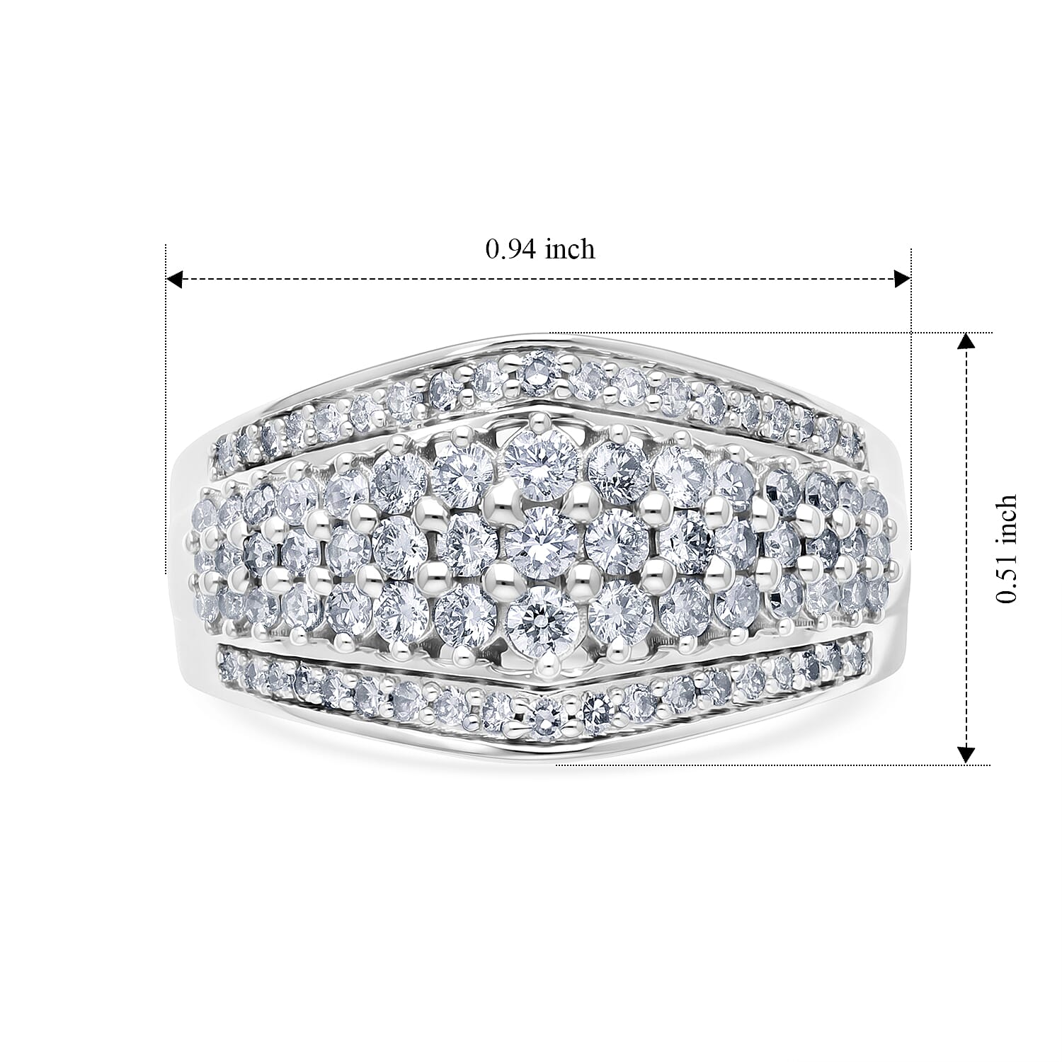 Luxuriant Lab Grown Diamond G-H SI 1.00 ctw Ring in Rhodium Over Sterling Silver (Size 6.0)