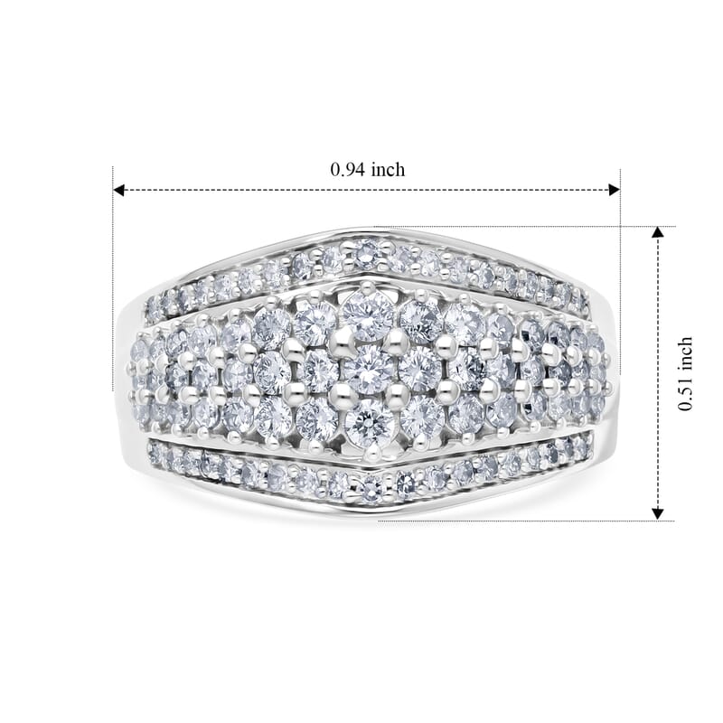 Luxuriant Lab Grown Diamond G-H SI 1.00 ctw Ring in Rhodium Over Sterling Silver (Size 6.0)