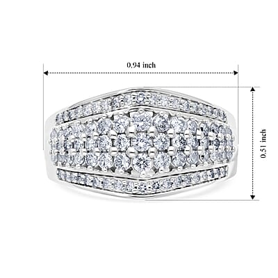 Luxuriant Lab Grown Diamond G-H SI 1.00 ctw Ring in Rhodium Over Sterling Silver (Size 8.0)