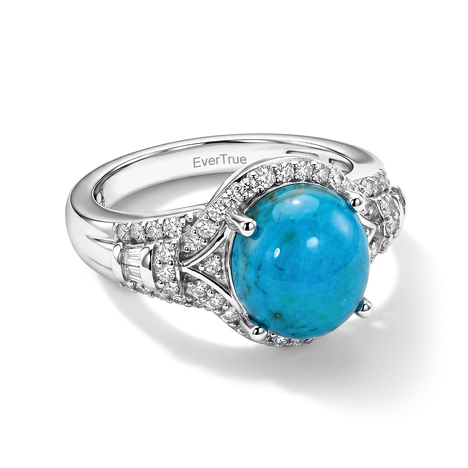 EverTrue Peruvian Opalina and White Zircon 3.60 ctw Ring in Platinum Bond (Size 8.0)