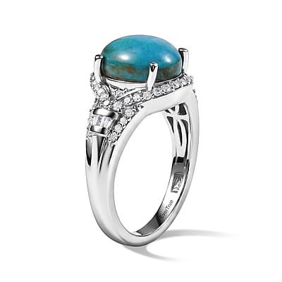 EverTrue Peruvian Opalina and White Zircon 3.60 ctw Ring in Platinum Bond (Size 8.0)