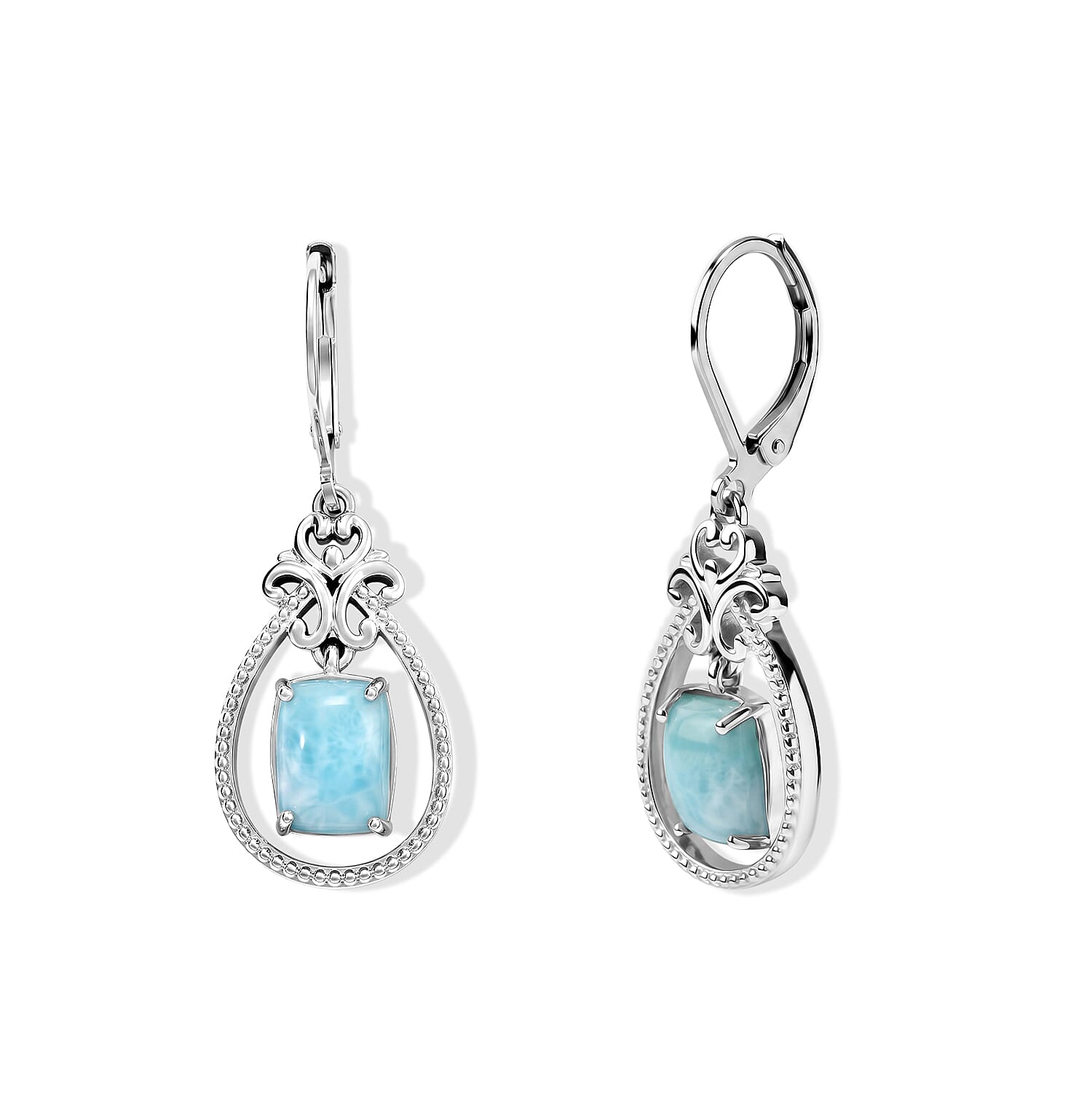 EverTrue Larimar 3.80 ctw Earrings in Platinum Bond