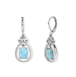 EverTrue Larimar 3.80 ctw Earrings in Platinum Bond