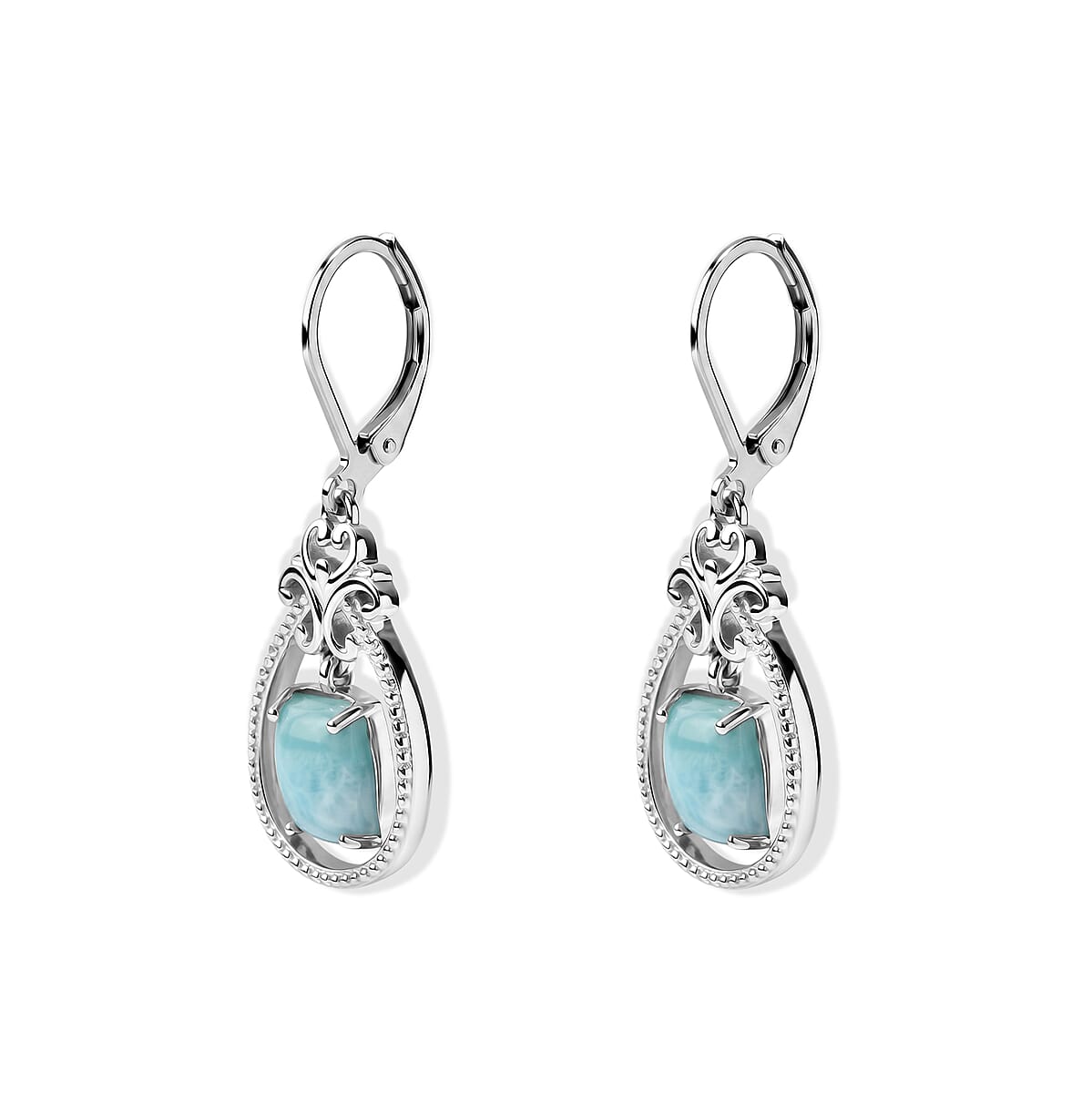 EverTrue Larimar 3.80 ctw Earrings in Platinum Bond image number 1