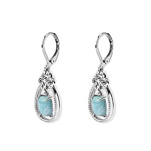 EverTrue Larimar 3.80 ctw Earrings in Platinum Bond