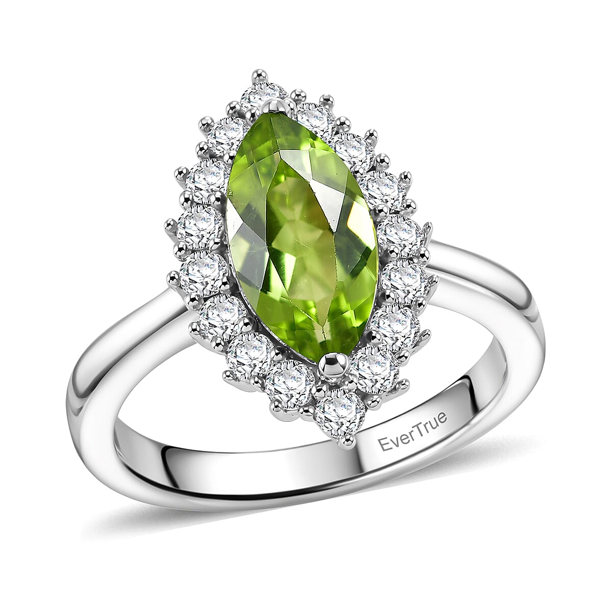 EverTrue Hebei Peridot, Moissanite Ring in Platinum Bond (Size 10.0) 2.50 ctw