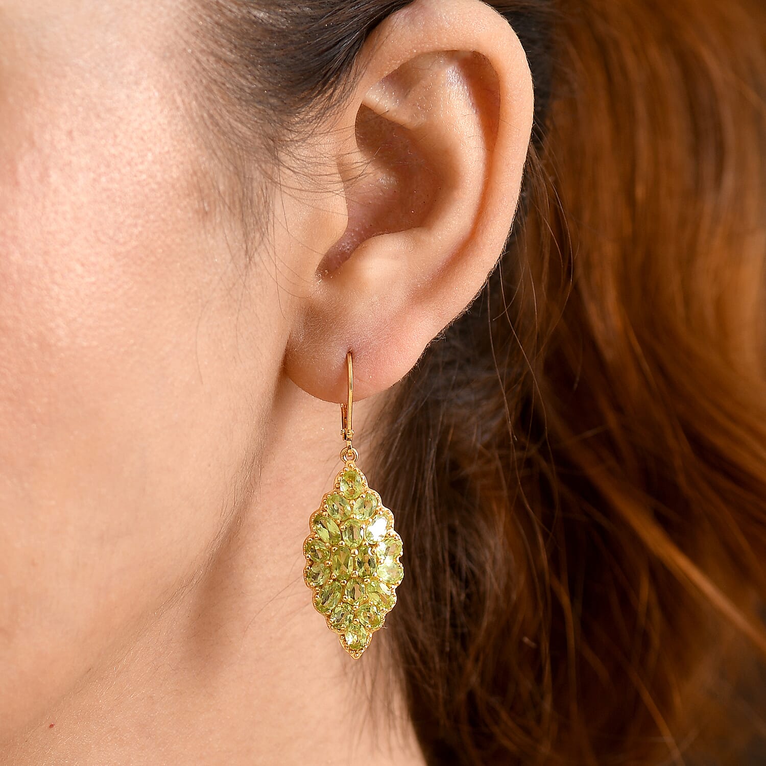 EverTrue Hebei Peridot 7.25 ctw Garden Flame Earrings in 18K YG Plated