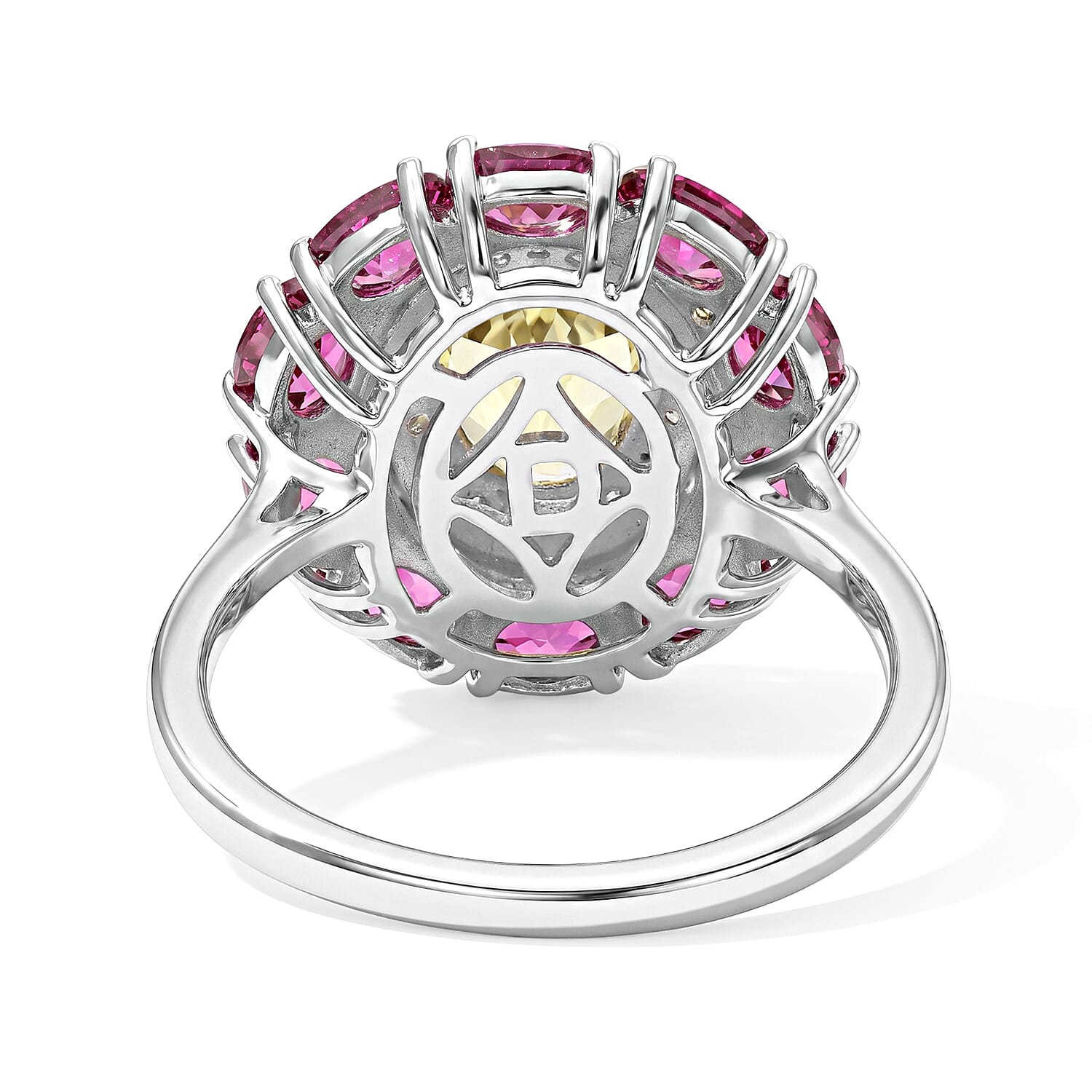 D'Joy Brazilian Sunfire Beryl and Multi Gemstone 3.50 ctw Ring in Platinum Over Sterling Silver (Size 5.0)
