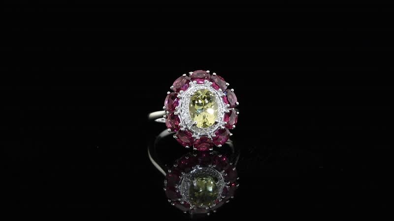 D'Joy Brazilian Sunfire Beryl, Multi Gemstone Ring in Platinum Over Sterling Silver (Size 5.0) 3.50 ctw