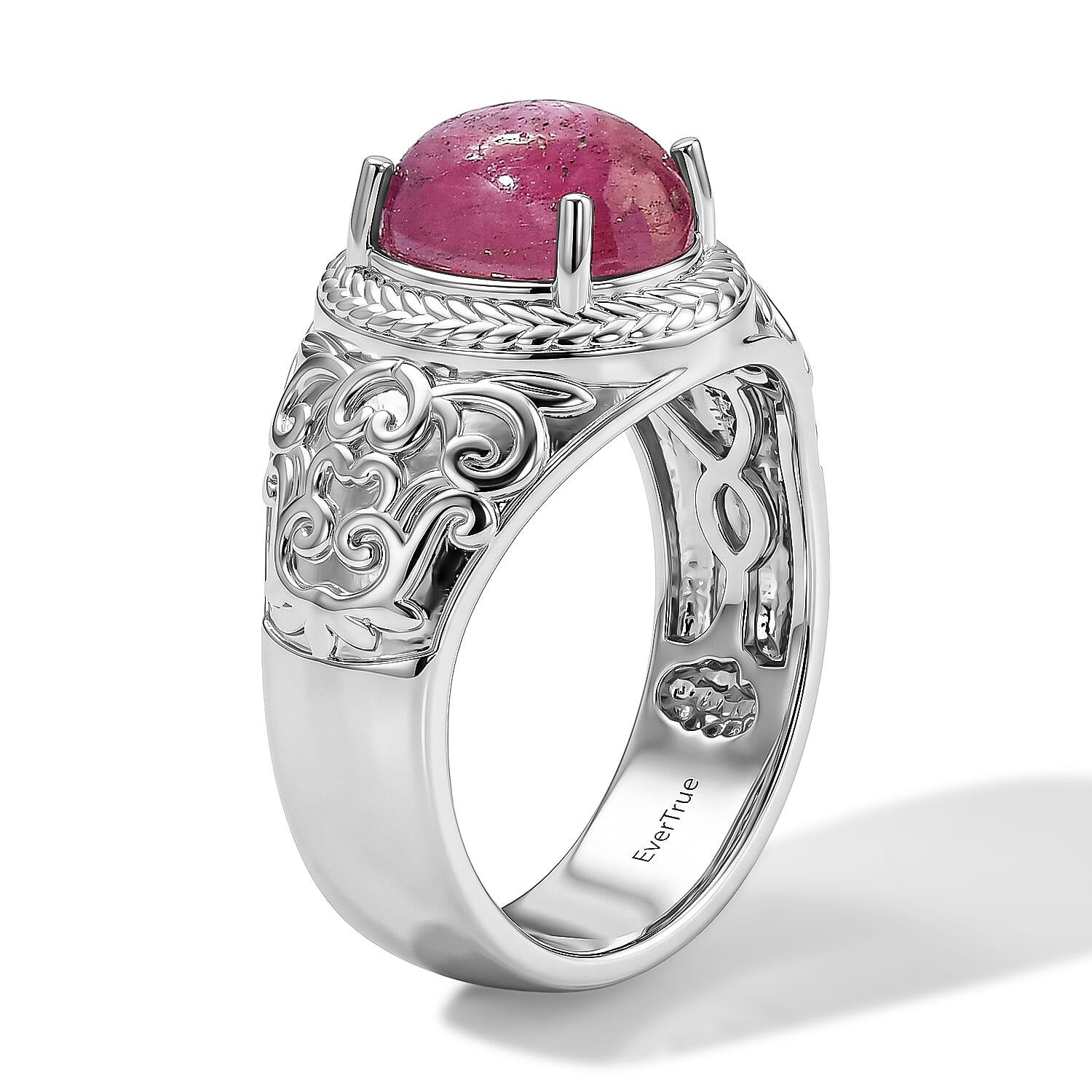EverTrue Star Ruby 3.50 ctw Solitaire Ring in Platinum Bond (Size 8.0)
