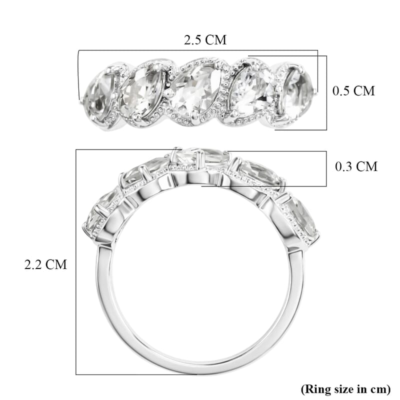 EverTrue Petalite 1.60 ctw 5 Stone Ring in Platinum Bond (Size 6.0)