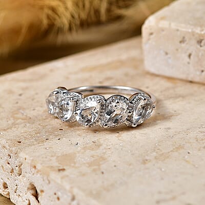 EverTrue Petalite 1.60 ctw 5 Stone Ring in Platinum Bond (Size 8.0)