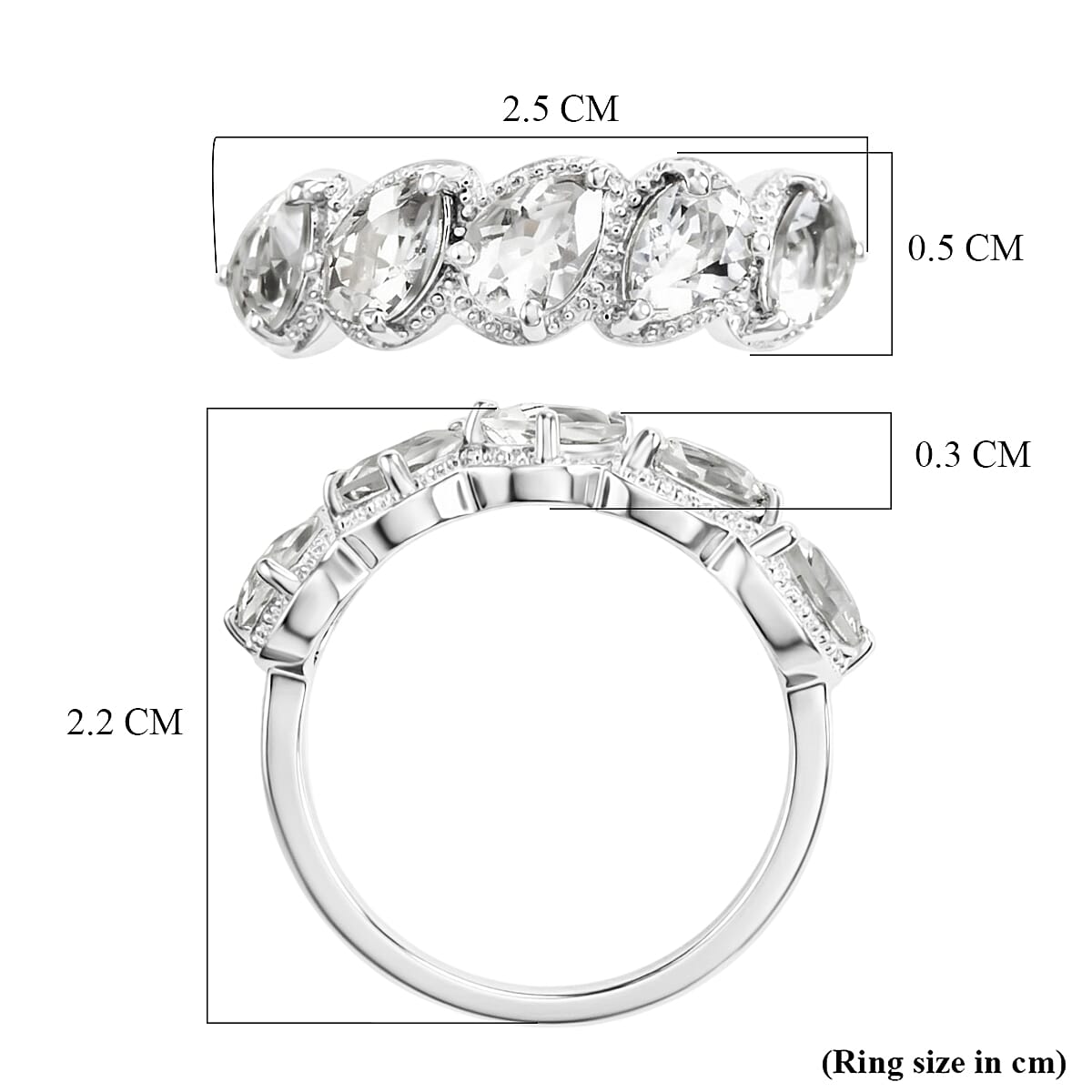 EverTrue Petalite 1.60 ctw 5 Stone Ring in Platinum Bond (Size 8.0)