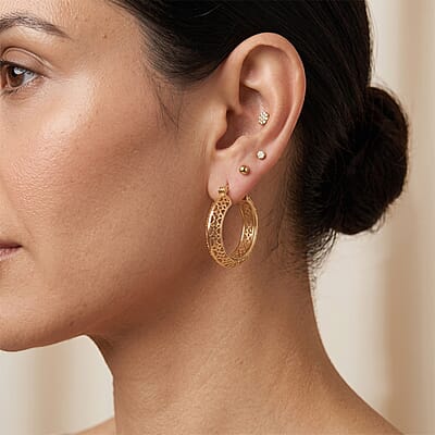 EverTrue Bronzella Collection Hoop Earrings in 18K YG Plated Bronze