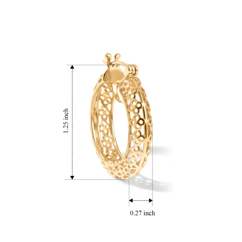 EverTrue Bronzella Collection Sculpted Filigree Hoop Earrings in 18K YG Plated Bronze