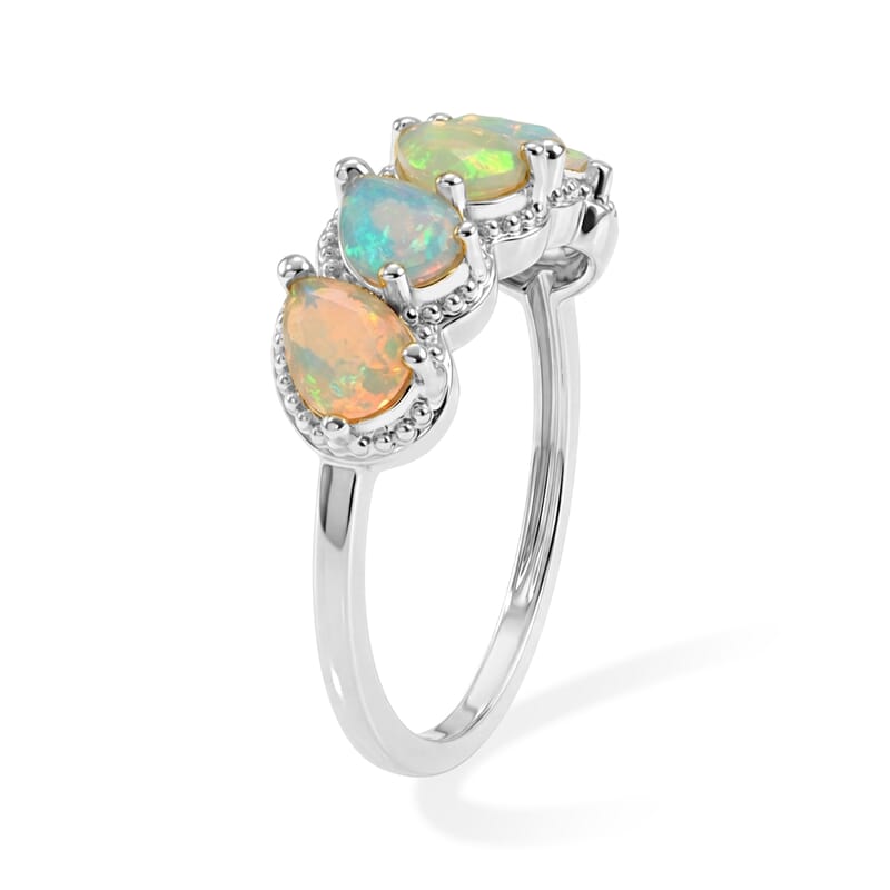 EverTrue Ethiopian Welo Opal 1.40 ctw 5 Stone Ring in Platinum Bond (Size 7.0)