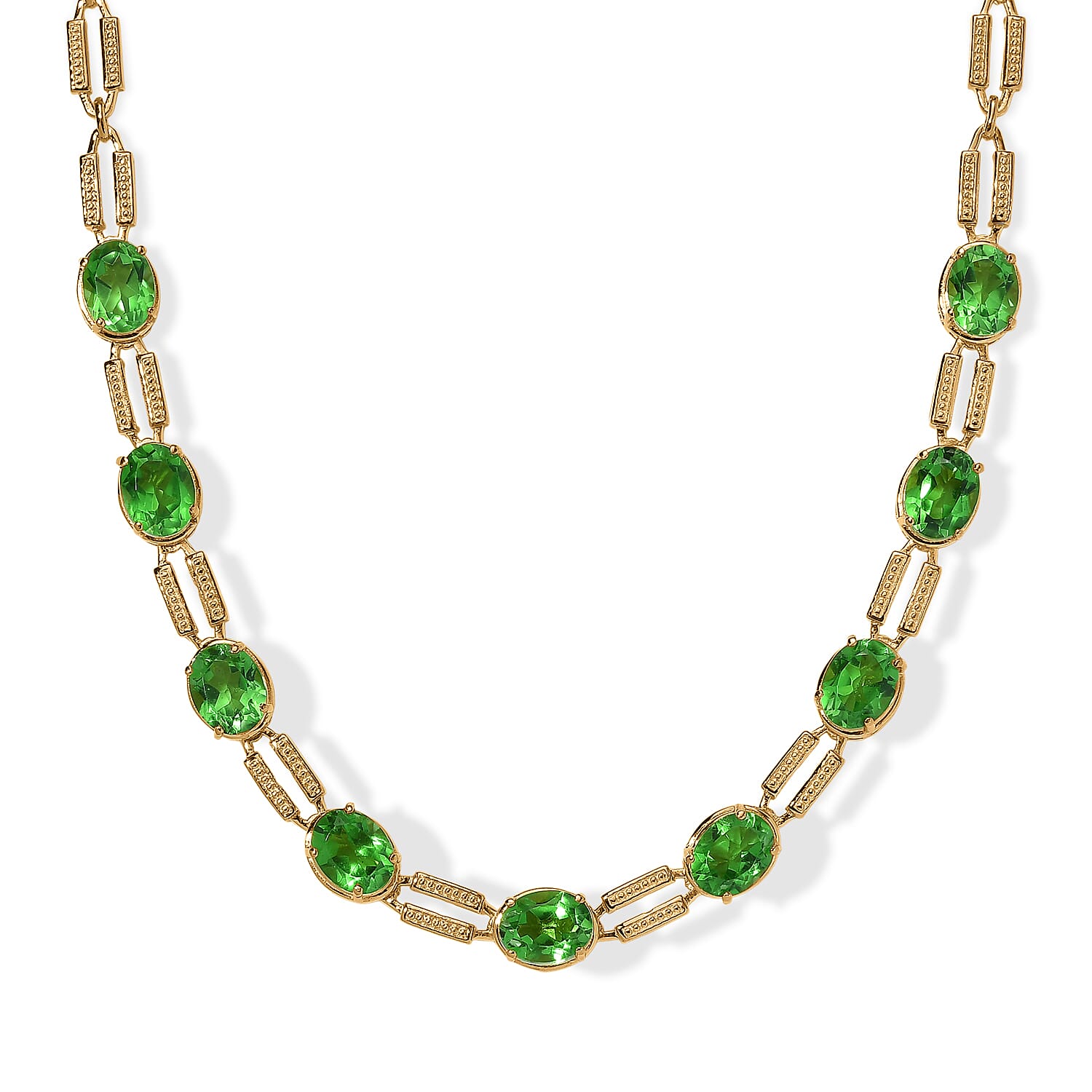 EverTrue Chartreuse Quartz (Triplet) 20.00 ctw Necklace (18-20 Inches) in 18K YG Plated