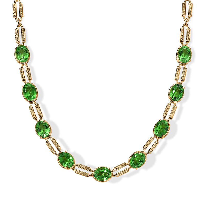 EverTrue Chartreuse Quartz (Triplet) 20.00 ctw Necklace (18-20 Inches) in 18K YG Plated