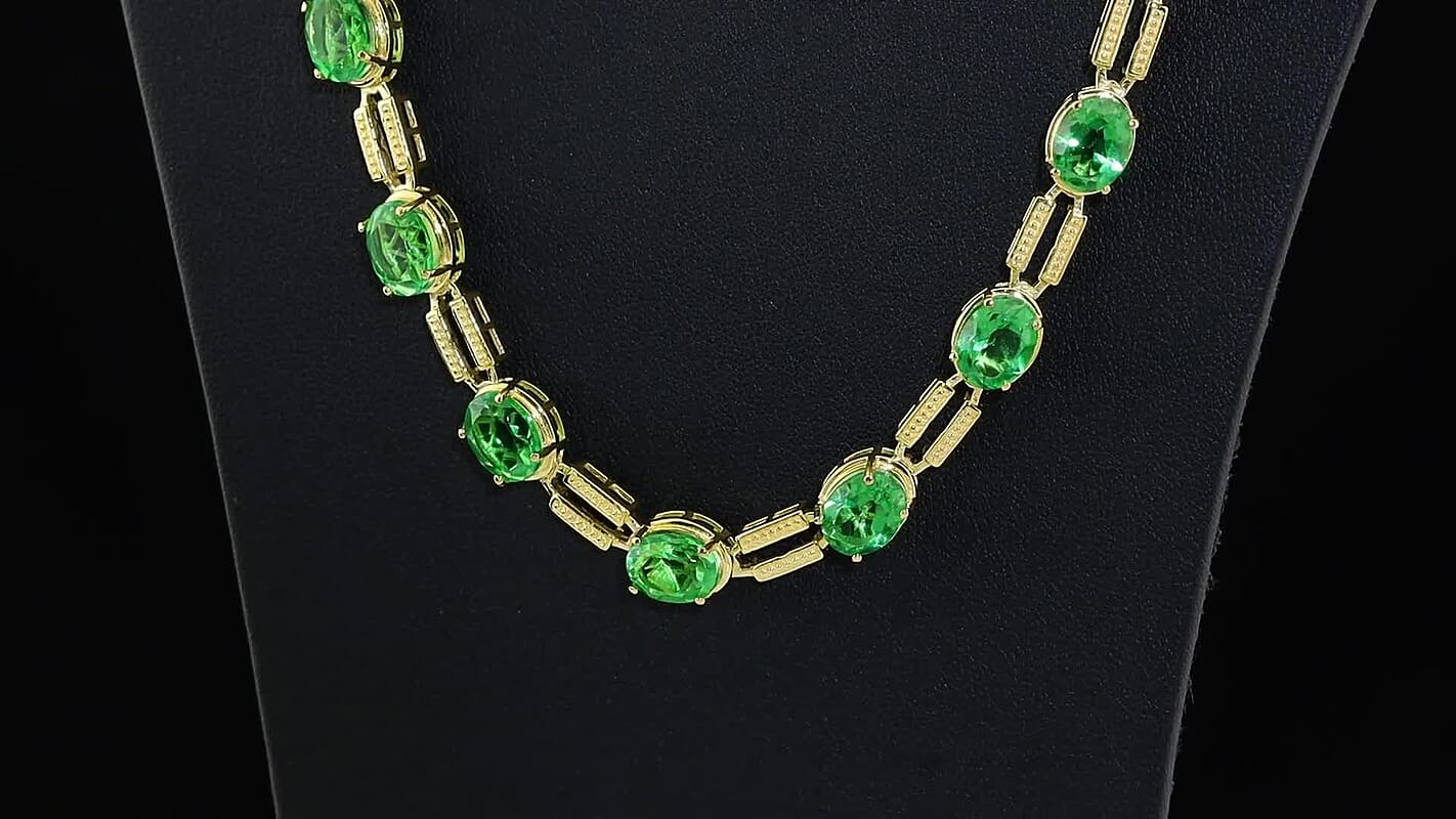 EverTrue Chartreuse Quartz Infinity Link necklace (18-20 Inches) in 18K YG Plated 20.00 ctw