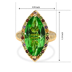 EverTrue Chartreuse Quartz (Triplet) and Multi Gemstone 11.30 ctw Garden Treasure Ring in 18K YG Plated (Size 10.0)