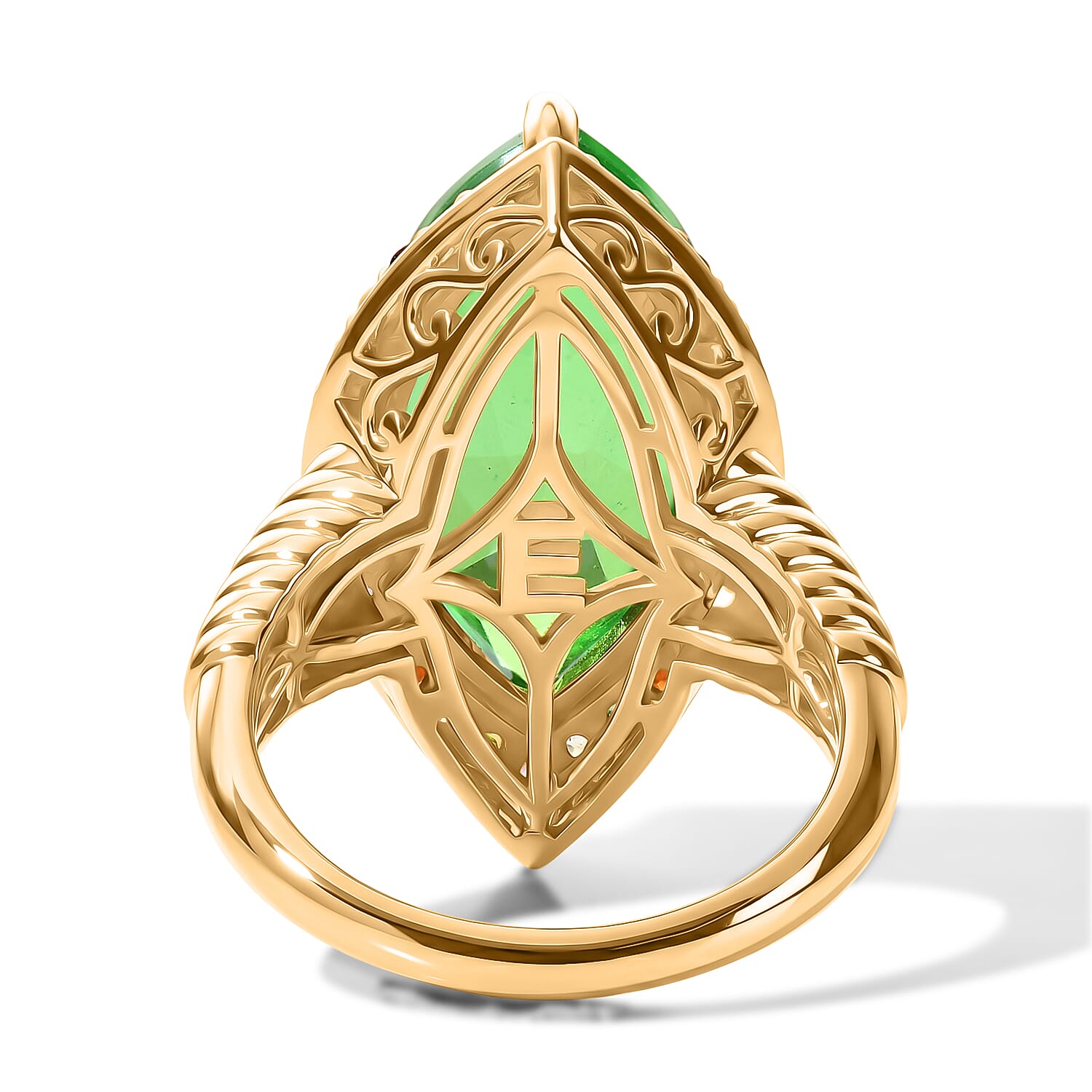 EverTrue Chartreuse Quartz (Triplet) and Multi Gemstone 11.30 ctw Garden Treasure Ring in 18K YG Plated (Size 6.0)