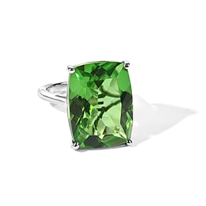 EverTrue Chartreuse Quartz 20.20 ctw Solitaire Secret Glow Ring in Platinum Bond (Size 10.0)