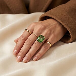 EverTrue Chartreuse Quartz 20.20 ctw Solitaire Secret Glow Ring in Platinum Bond (Size 10.0)