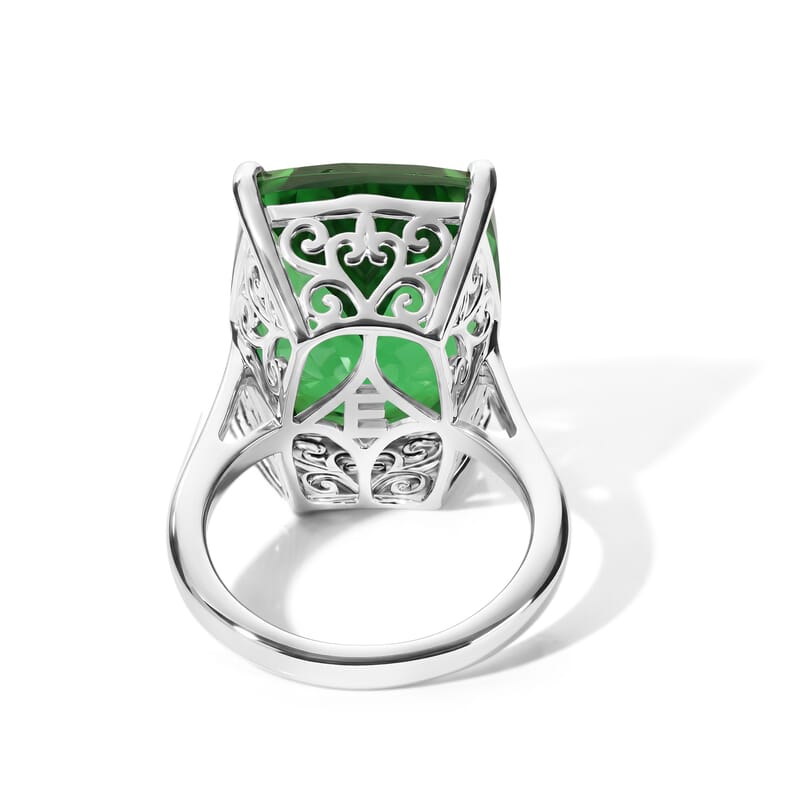 EverTrue Chartreuse Quartz 20.20 ctw Solitaire Secret Glow Ring in Platinum Bond (Size 6.0)