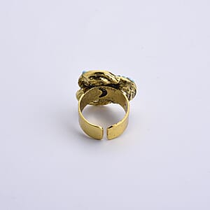 Blue Howlite and Austrian Blue Crystal Ring in Goldtone (Size 7-9)