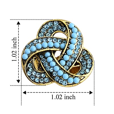 Blue Howlite and Austrian Blue Crystal Ring in Goldtone (Size 7-9)