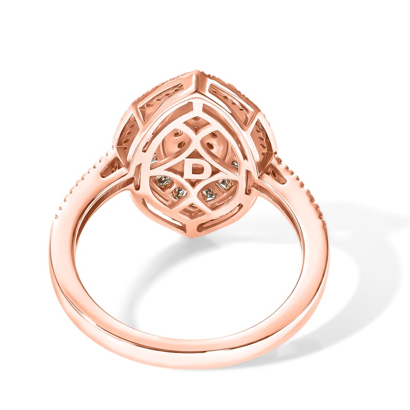D'Joy Natural Champagne Diamond 1.00 ctw Royal Sunburst Ring in 18K Vermeil Rose Gold Over Sterling Silver (Size 7.0)