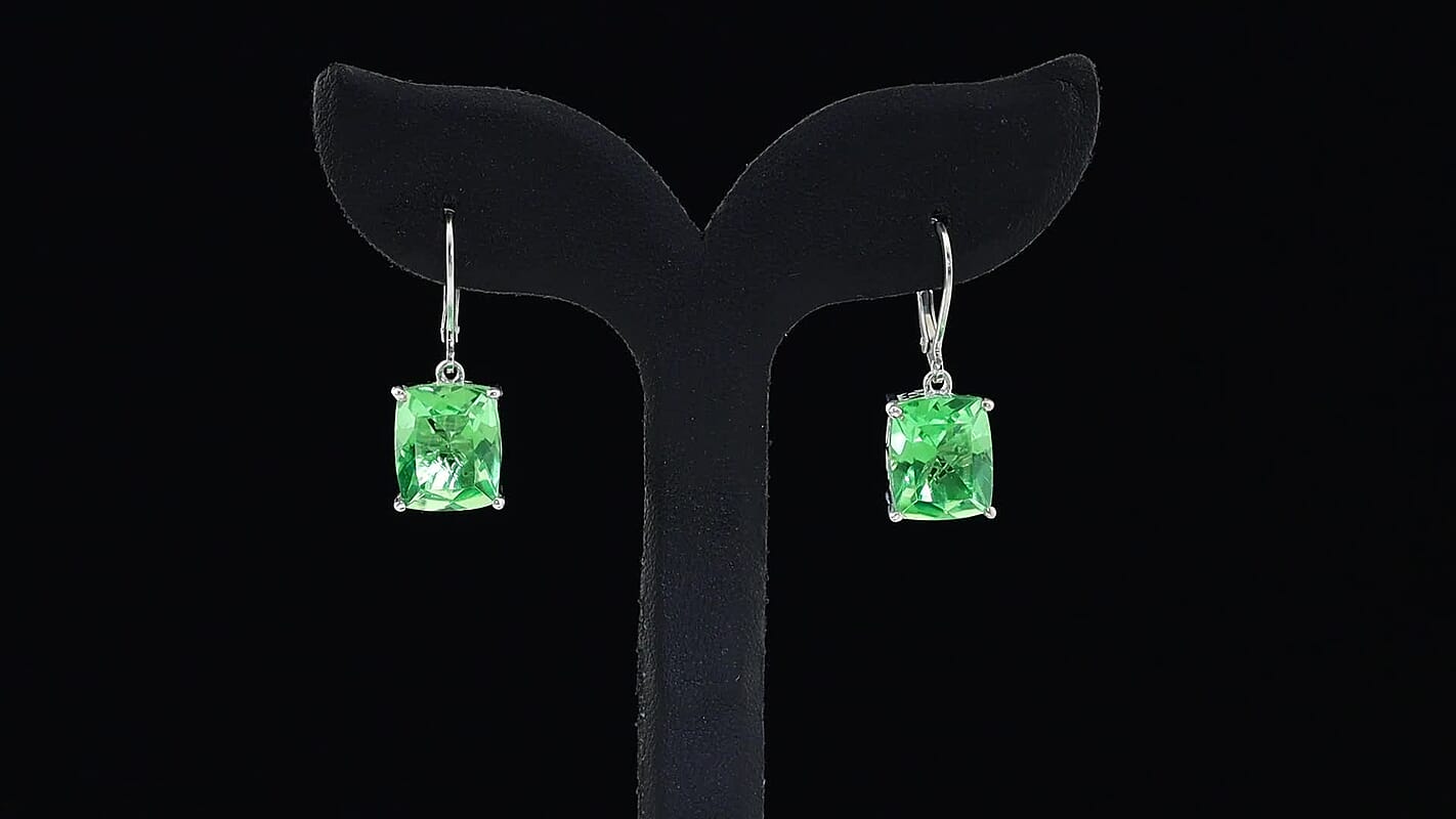 EverTrue Chartreuse Quartz Lever Back Secret Glow Earring in Platinum Bond 11.50 ctw