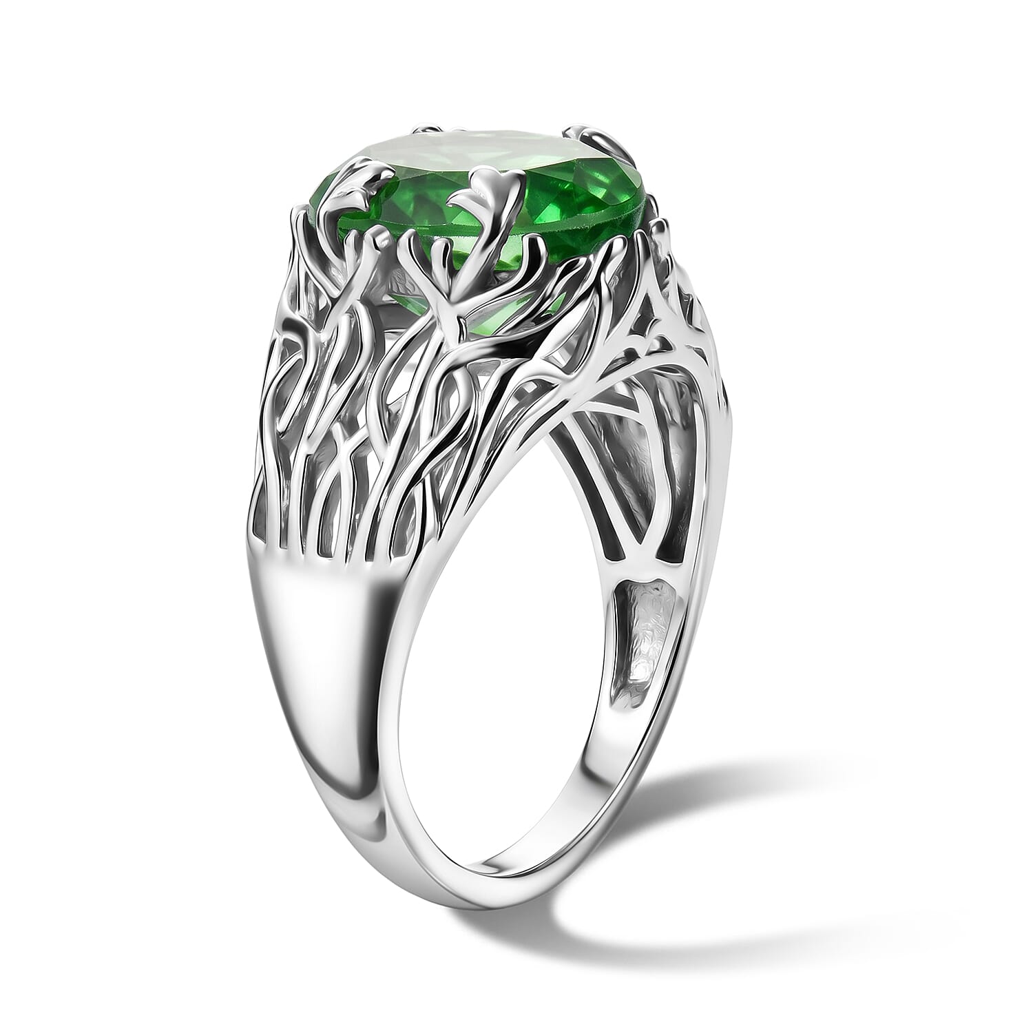 EverTrue Chartreuse Quartz 6.00 ctw Verdant Vine Ring in Platinum Bond (Size 6.0)