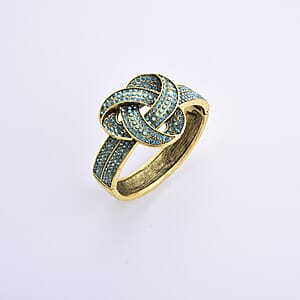 Blue Howlite and Austrian Blue Crystal Bangle Bracelet in Goldtone (7.25 In)