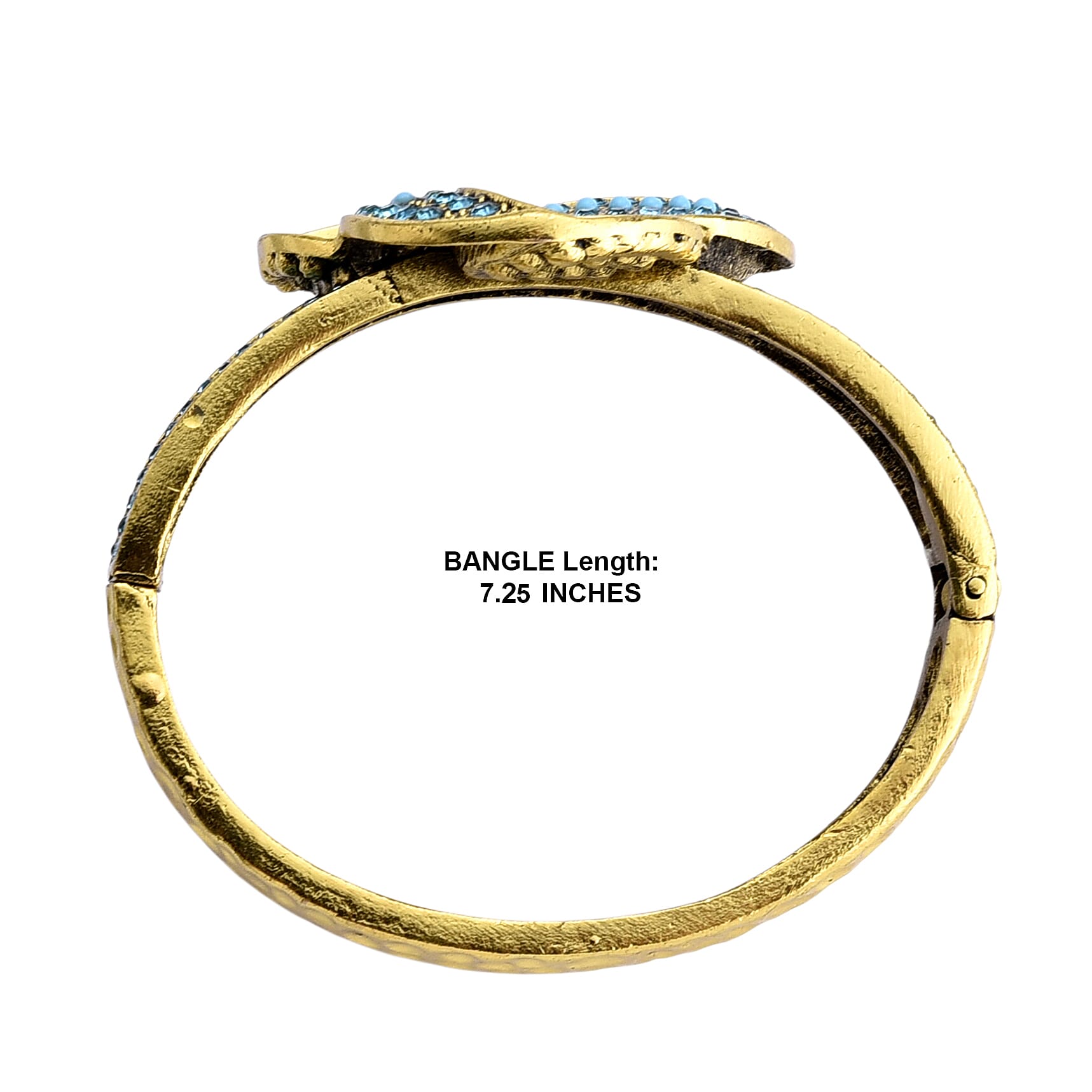 Blue Howlite and Austrian Blue Crystal Bangle Bracelet in Goldtone (7.25 In)